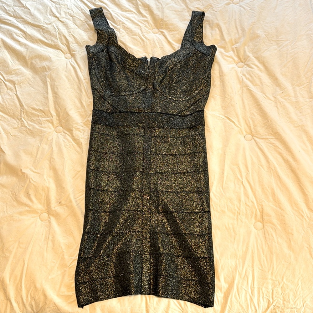NWOT Guess mini dress - black/metallic gold M